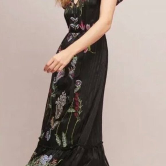 Anthropologie Not So Serious Corsica Black Beaded Maxi Dress - Size 6 - Picture 2 of 16